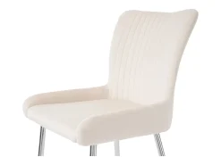 Juego de 4 sillas de comedor - terciopelo beige - con patas y respaldo plateados - para comedor y dormitorio
