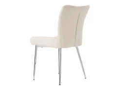 Juego de 4 sillas de comedor - terciopelo beige - con patas y respaldo plateados - para comedor y dormitorio