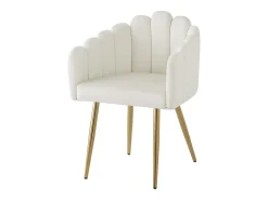 Juego de 6 sillas de comedor - 61 x 51,5 x 82 cm - Patas de hierro galvanizado dorado y terciopelo - Beige