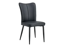 Juego de 2 sillas de comedor con asiento de piel sintética y patas de metal negras.