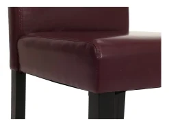 Juego de 6 sillas de comedor Littau de piel sintética, polipiel, roja, patas oscuras