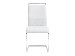 Juego de 4 sillas de comedor - Lino y piel sintética - Patas de metal - Blanco - BLITZ