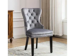 Juego de 4 sillas de comedor de terciopelo - 51 x 51 x 97 cm - sillón - silla de descanso - gris