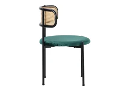 Juego de 6 sillas de comedor de terciopelo y ratán con patas de metal - Verde