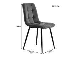 Juego de 4 sillas de comedor - Sillas con respaldo acolchado y patas de metal - terciopelo gris oscuro