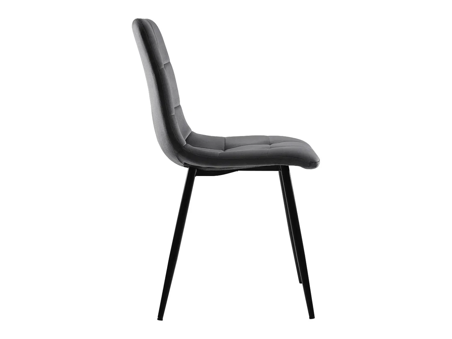 Juego de 4 sillas de comedor - Sillas con respaldo acolchado y patas de metal - terciopelo gris oscuro