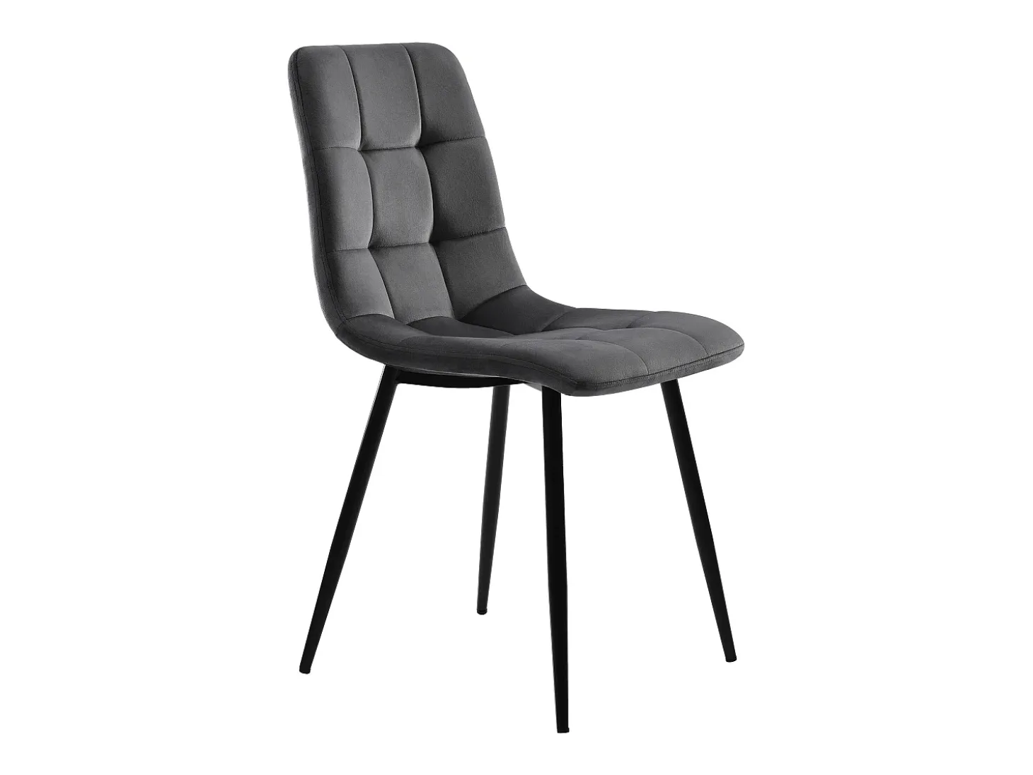 Juego de 4 sillas de comedor - Sillas con respaldo acolchado y patas de metal - terciopelo gris oscuro