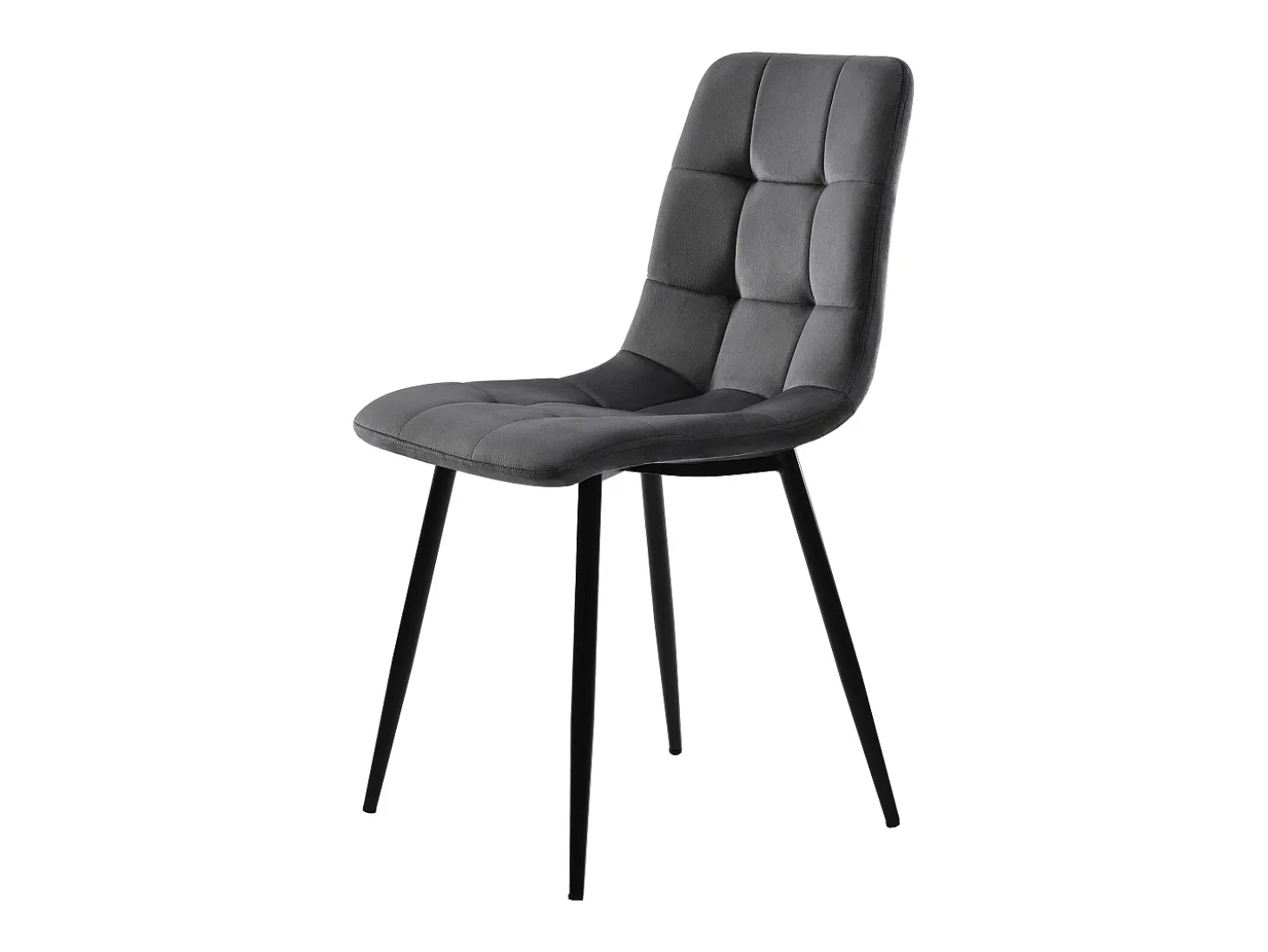 Juego de 4 sillas de comedor - Sillas con respaldo acolchado y patas de metal - terciopelo gris oscuro