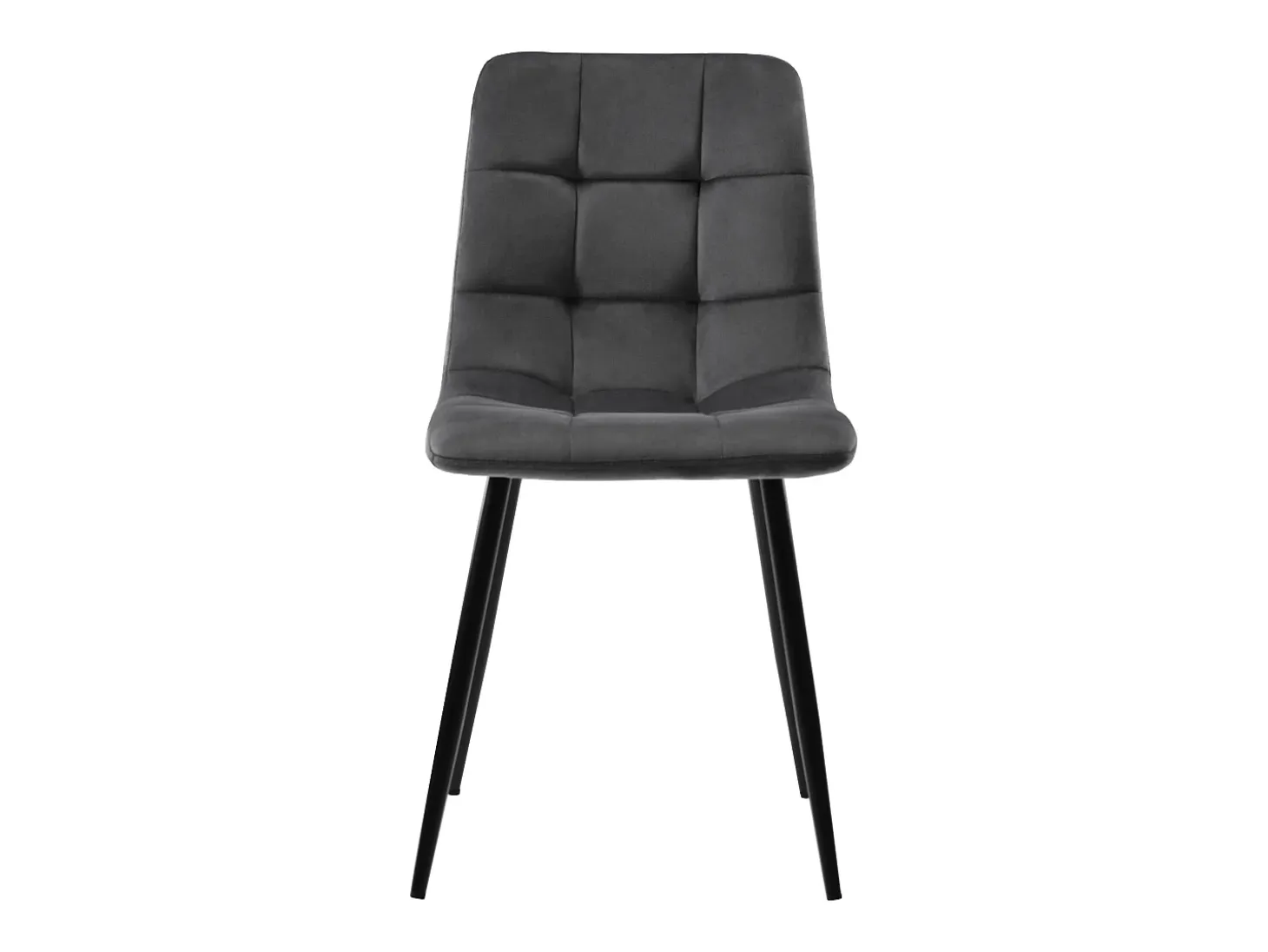 Juego de 4 sillas de comedor - Sillas con respaldo acolchado y patas de metal - terciopelo gris oscuro