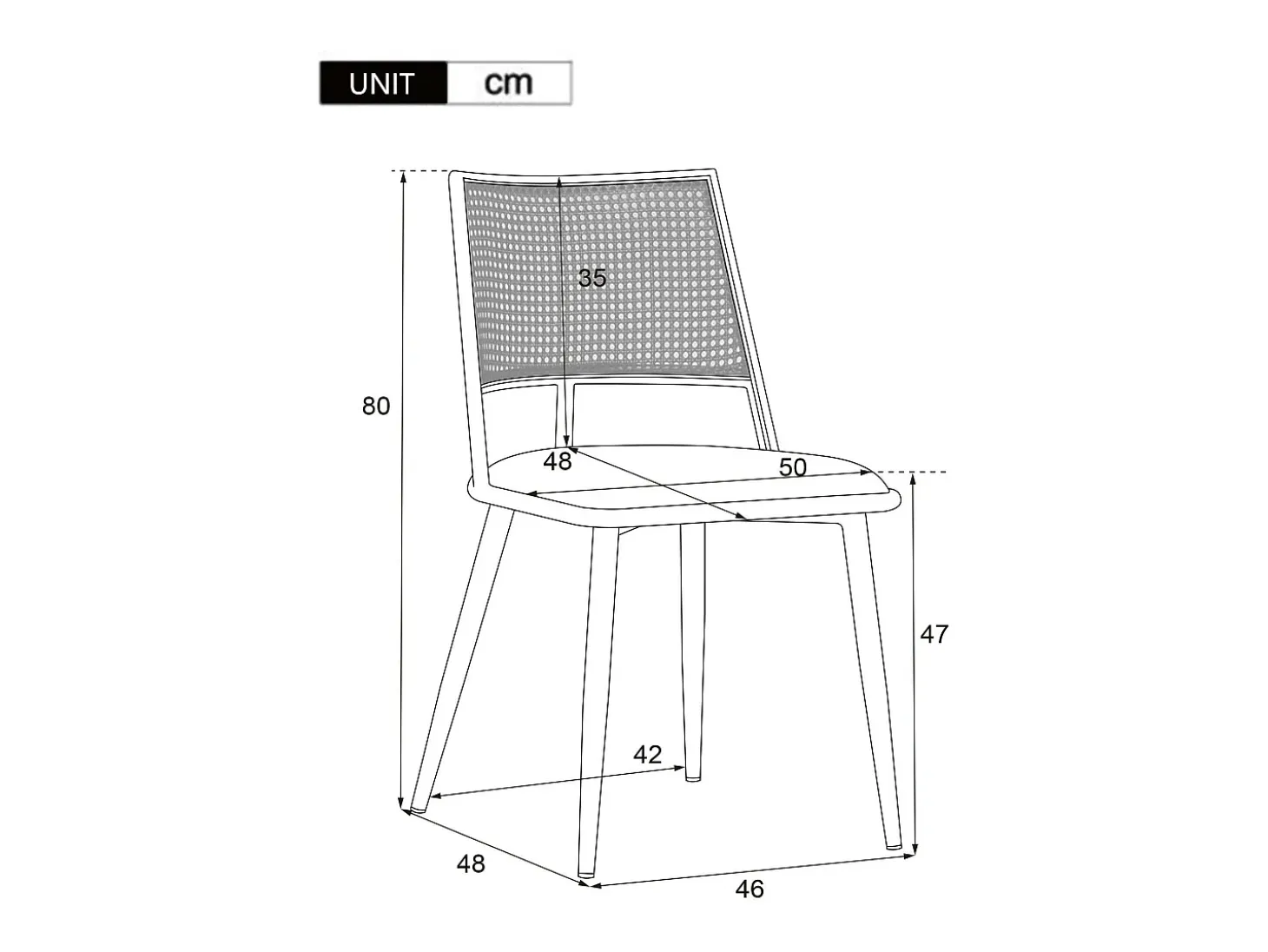 Juego de 6 sillas de comedor con cojín de piel sintética y respaldo de ratán PE - Natural