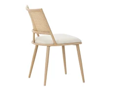 Juego de 6 sillas de comedor con cojín de piel sintética y respaldo de ratán PE - Natural