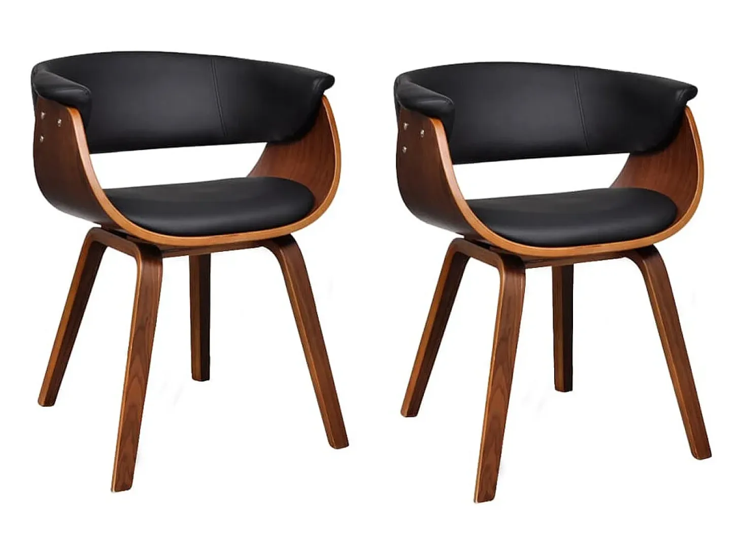 Juego de 2 Sillas de comedor madera curvada y cuero sintético ES851043