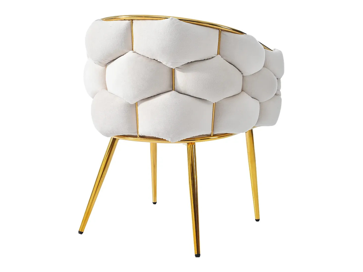 Juego de 4 sillas de comedor con reposabrazos, sillas de maquillaje - 62 x 46 x 74 cm - Patas de hierro dorado y terciopelo - Beige