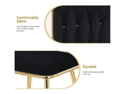 Juego de 2 sillas de comedor de terciopelo, con cómodos cojines y respaldo tejido a mano, patas resistentes de metal dorado, color negro