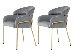Juego de 2 sillas de comedor, diseño elegante, terciopelo, patas de metal, gris (59,69 x 59,69 x 55,88 cm)