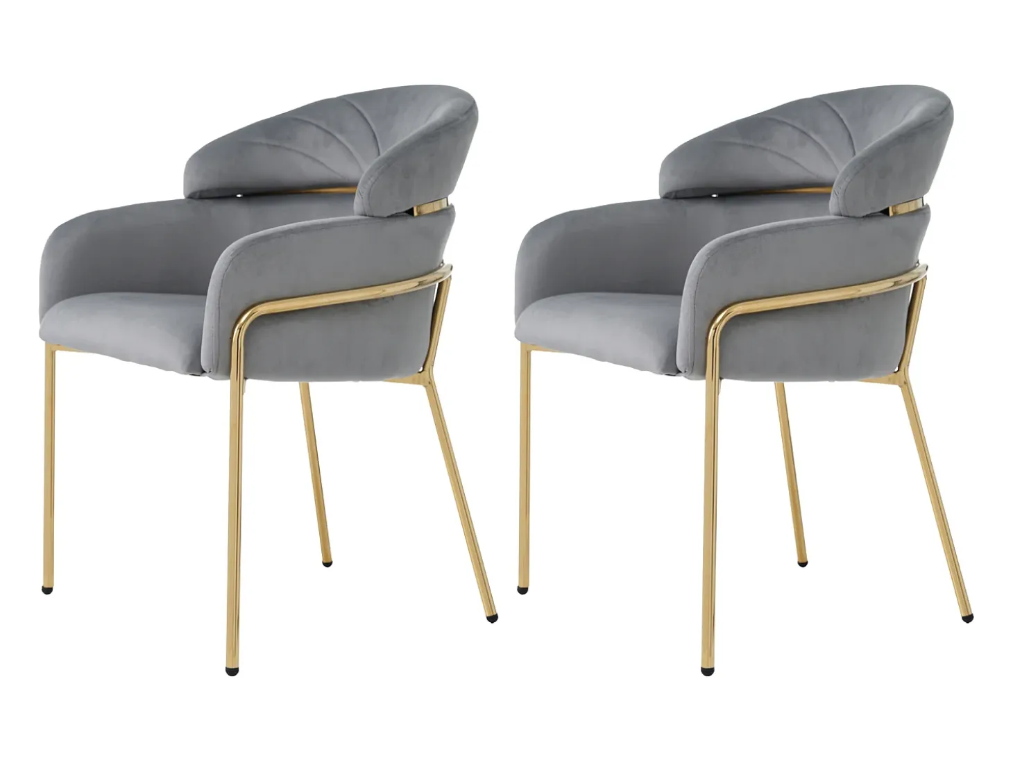 Juego de 2 sillas de comedor, diseño elegante, terciopelo, patas de metal, gris (59,69 x 59,69 x 55,88 cm)