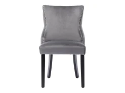Juego de 2 sillas de comedor - Terciopelo y madera maciza - Respaldo con motivos de rombos - Gris y negro