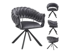 Juego de 4 sillas de comedor - 64 x 54 x 77 cm - Silla de tocador - Patas de garra ajustables - Terciopelo - Gris