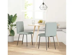 Juego de 2 sillas de comedor en terciopelo gris claro