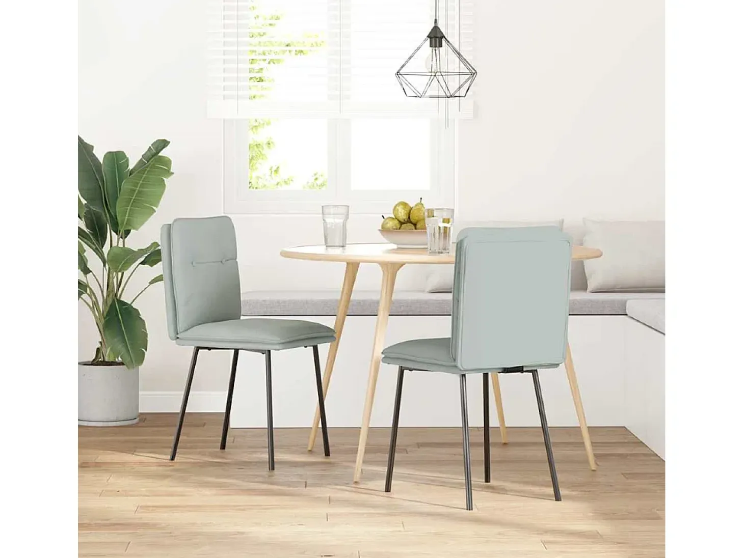 Juego de 2 sillas de comedor en terciopelo gris claro