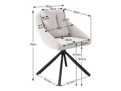 Juego de 4 sillas de comedor - con respaldo acolchado y función giratoria - terciopelo beige