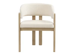 Juego de 2 sillas de comedor de madera maciza - 60 x 51 x 80 cm - respaldo curvo - tapizado de bucle - natural