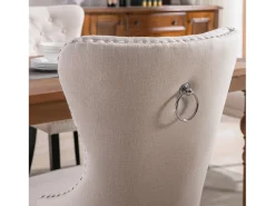 Juego de 4 sillas de comedor tapizadas en lino - 53 x 54 x 97 cm - patas de roble - sillón - beige