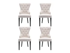 Juego de 4 sillas de comedor tapizadas en lino - 53 x 54 x 97 cm - patas de roble - sillón - beige