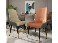 Juego de 2 sillas de comedor modernas sillón escandinavo silla de cocina cómoda en cuero 45.5x45x82cm - Naranja