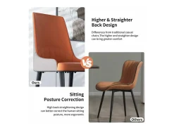 Juego de 2 sillas de comedor modernas sillón escandinavo silla de cocina cómoda en cuero 45.5x45x82cm - Naranja