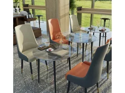 Juego de 2 sillas de comedor modernas sillón escandinavo silla de cocina cómoda en cuero 45.5x45x82cm - Naranja