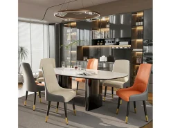 Juego de 2 sillas de comedor modernas sillón escandinavo silla de cocina cómoda en cuero 45.5x45x82cm - Naranja