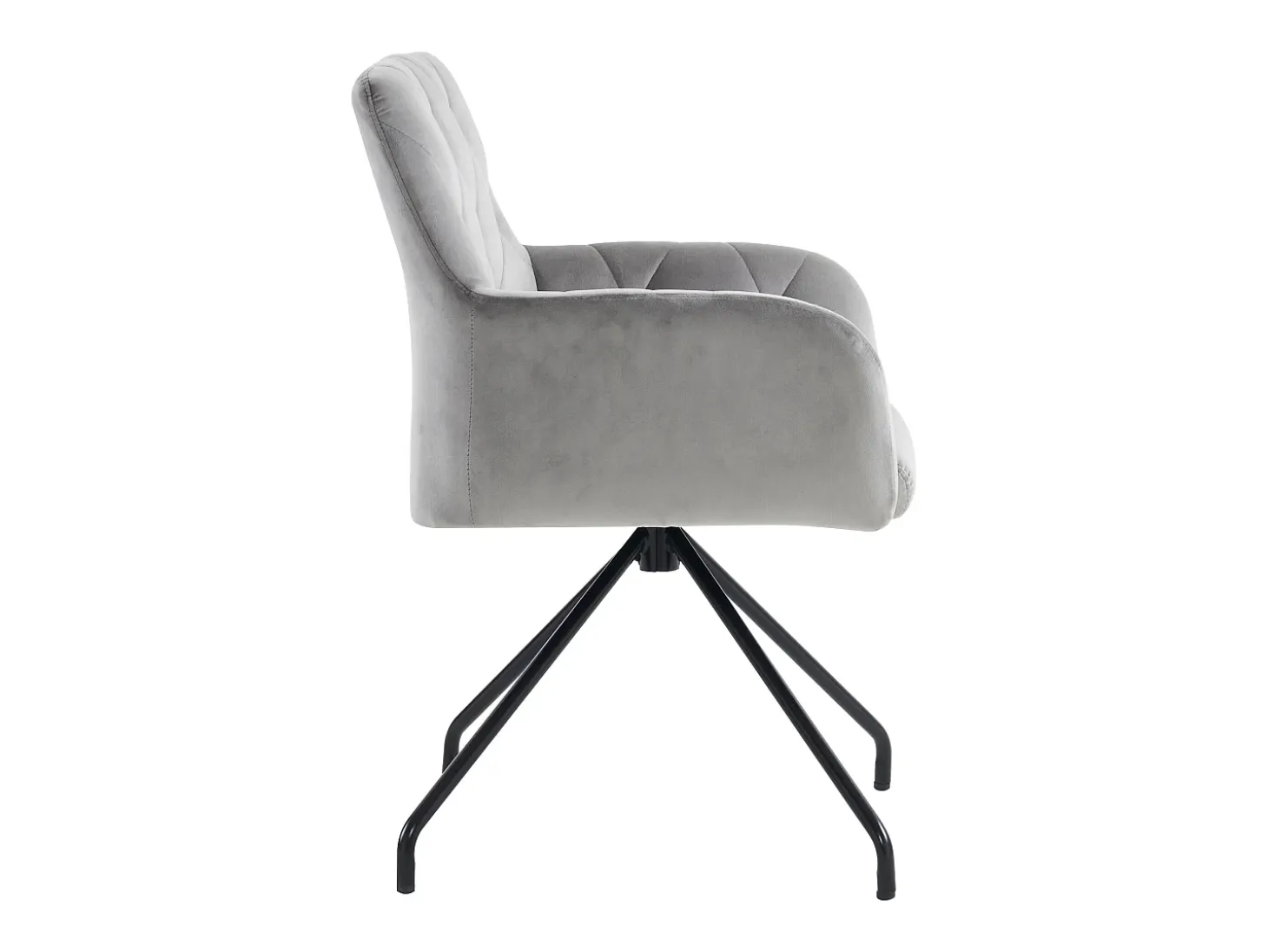 Juego de 2 sillas de comedor de terciopelo gris claro con respaldo de rombos y patas de metal negro