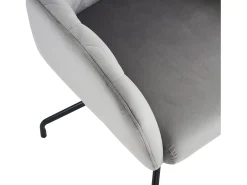 Juego de 2 sillas de comedor de terciopelo gris claro con respaldo de rombos y patas de metal negro
