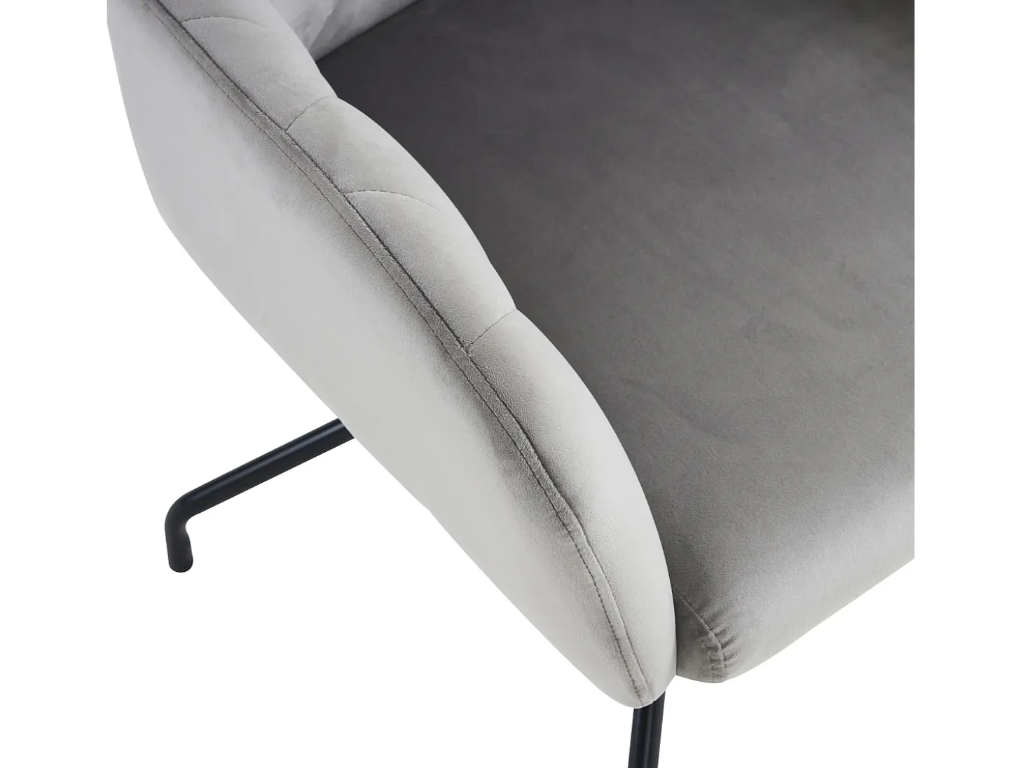 Juego de 2 sillas de comedor de terciopelo gris claro con respaldo de rombos y patas de metal negro
