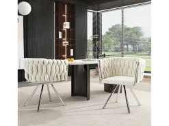 Juego de 6 sillas de comedor de terciopelo, sillas giratorias de lujo para salón y dormitorio, con patas de metal (62 x 60 x 57 cm)