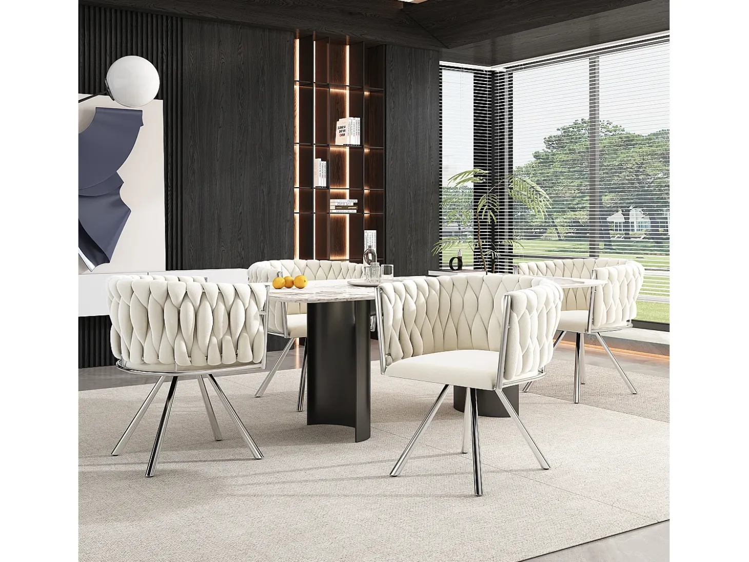 Juego de 6 sillas de comedor de terciopelo, sillas giratorias de lujo para salón y dormitorio, con patas de metal (62 x 60 x 57 cm)