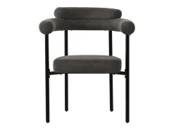 Juego de 2 sillas de comedor gris oscuro - Silla de comedor con respaldo y reposabrazos - ante - patas de metal negro