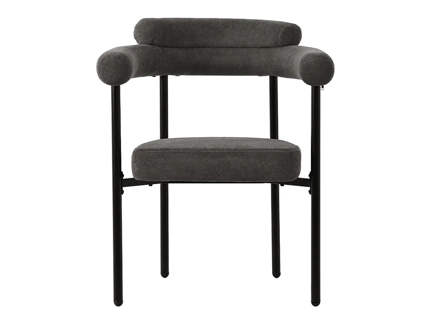 Juego de 2 sillas de comedor gris oscuro - Silla de comedor con respaldo y reposabrazos - ante - patas de metal negro