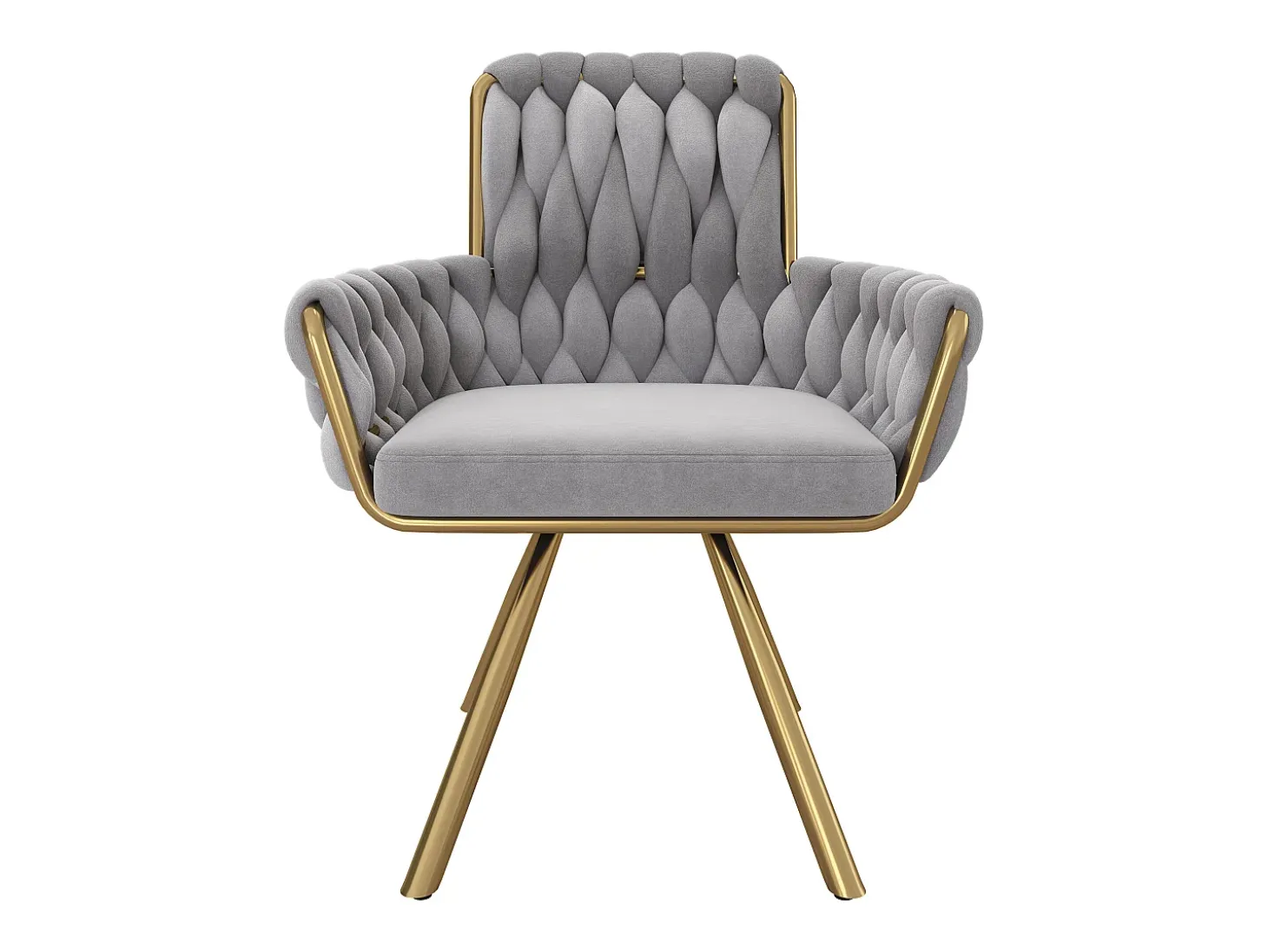 Juego de 2 sillas de comedor de terciopelo, giratorias 360° y base de metal – gris