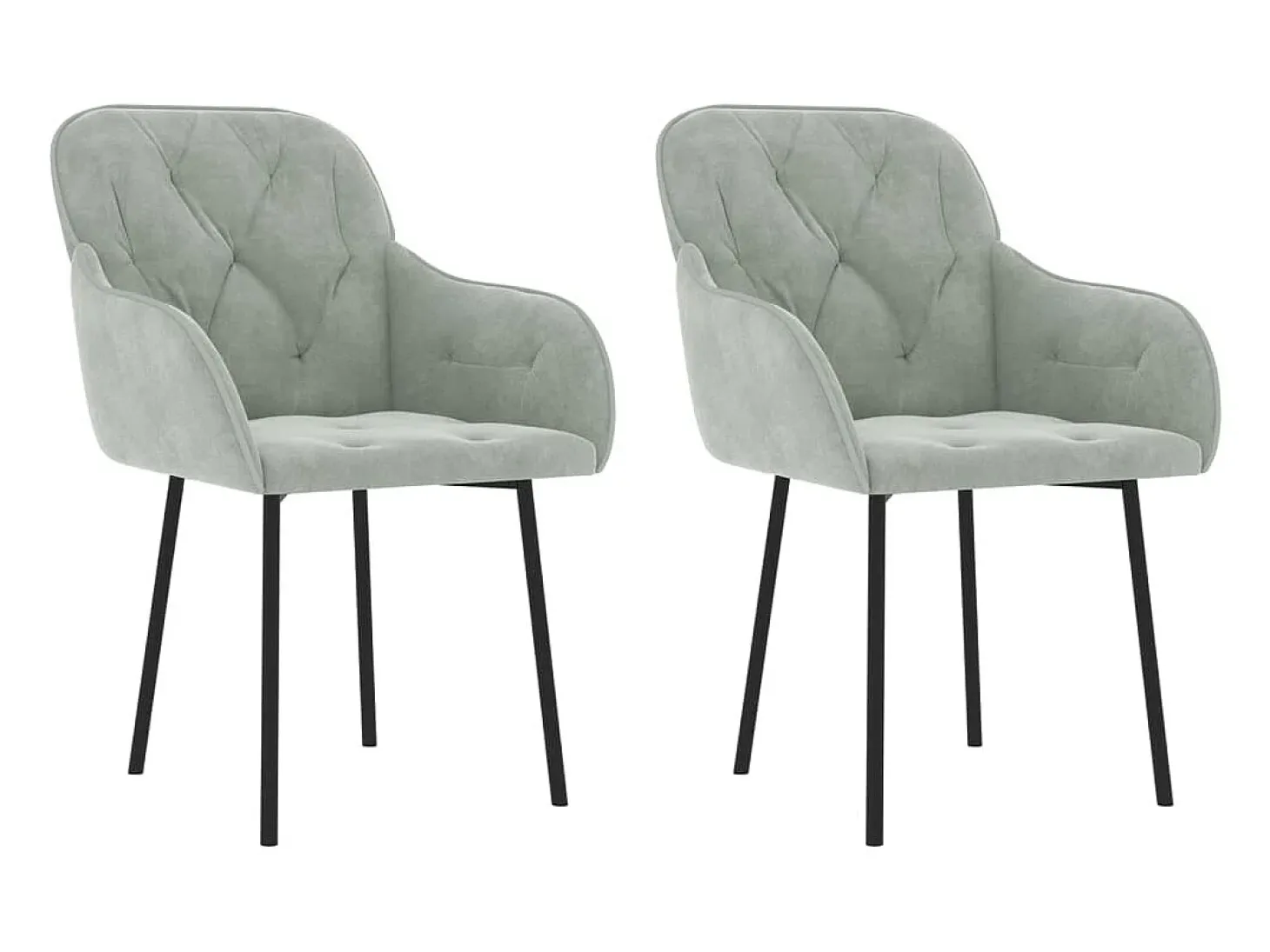 Juego de 2 sillas de comedor en terciopelo gris claro