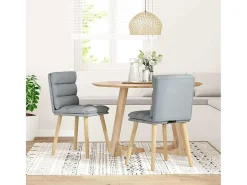 Juego de 2 sillas de comedor de tela gris claro