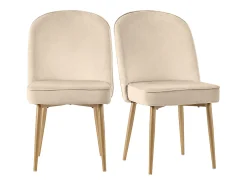 Juego de 2 sillas de comedor modernas de terciopelo - Patas de metal dorado - Sin brazos - Beige