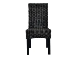 Juego de 2 Sillas de comedor ratán Kubu y madera mango negro ES112585