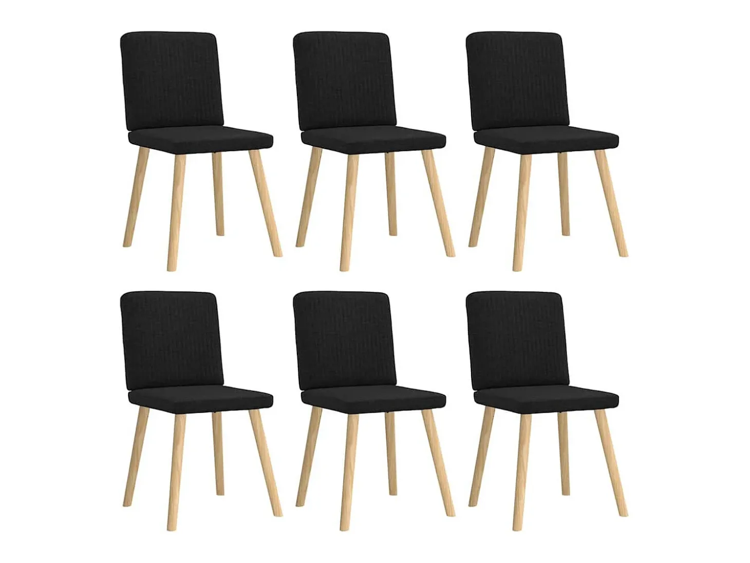 Juego de 6 sillas de comedor de tela negra
