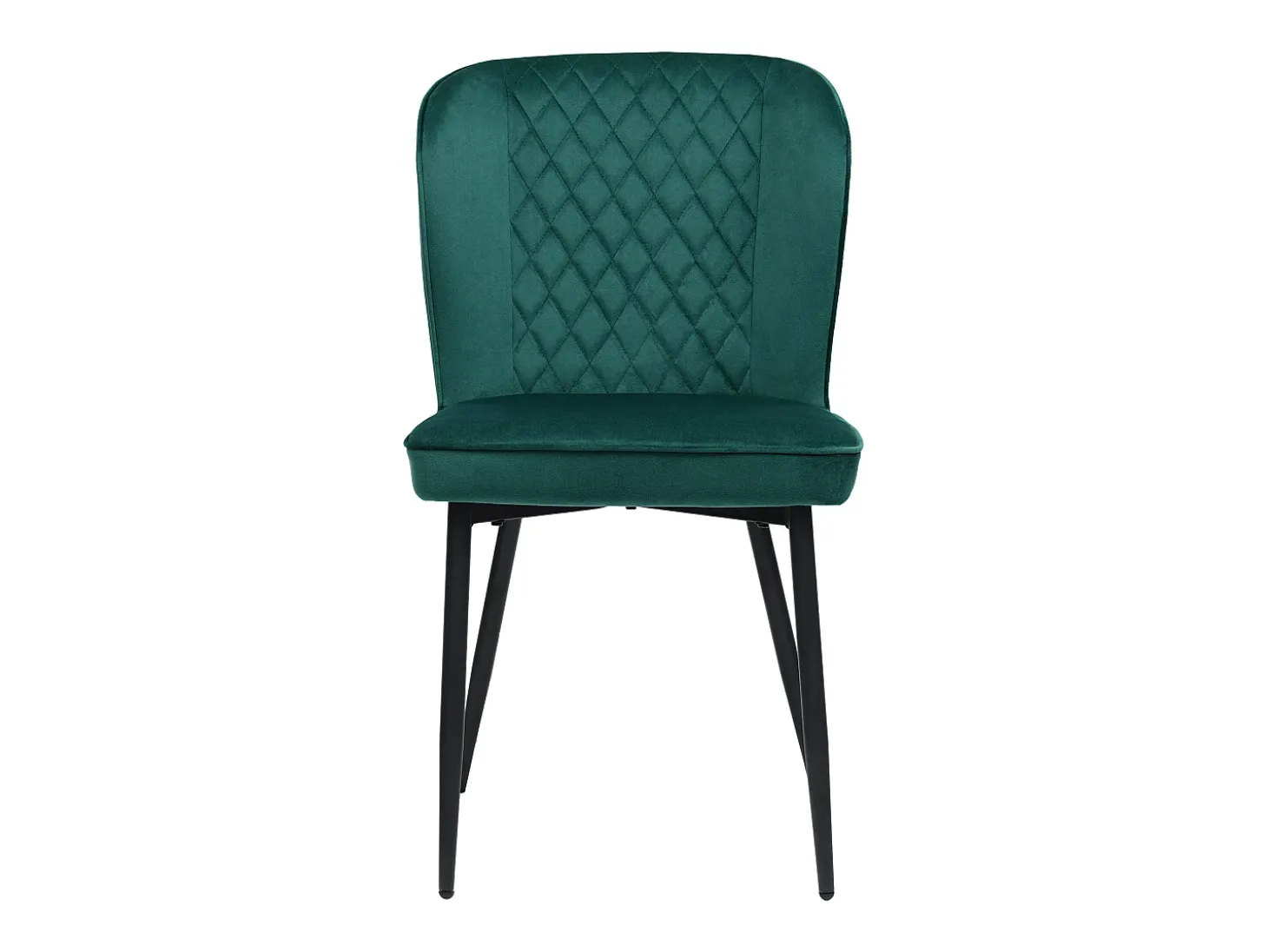 Juego de 4 sillas de comedor - terciopelo verde - con estructura de metal y respaldo acolchado