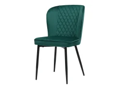 Juego de 4 sillas de comedor - terciopelo verde - con estructura de metal y respaldo acolchado