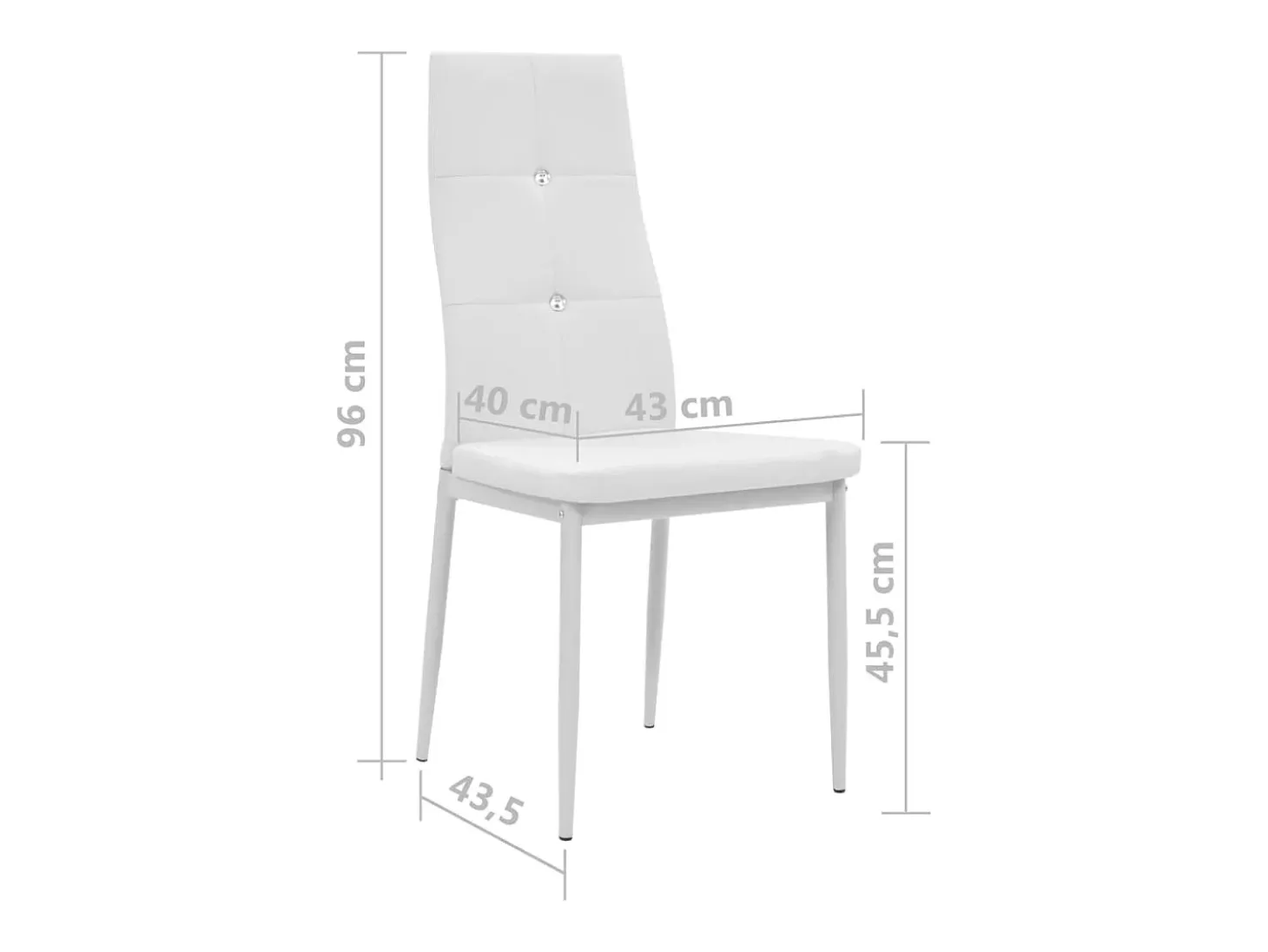Juego de 4 sillas de comedor de piel sintética blanca