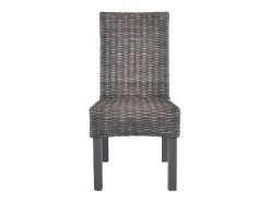 Juego de 4 sillas de comedor de ratán marrón Kubu y madera de mango