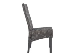 Juego de 4 sillas de comedor de ratán marrón Kubu y madera de mango